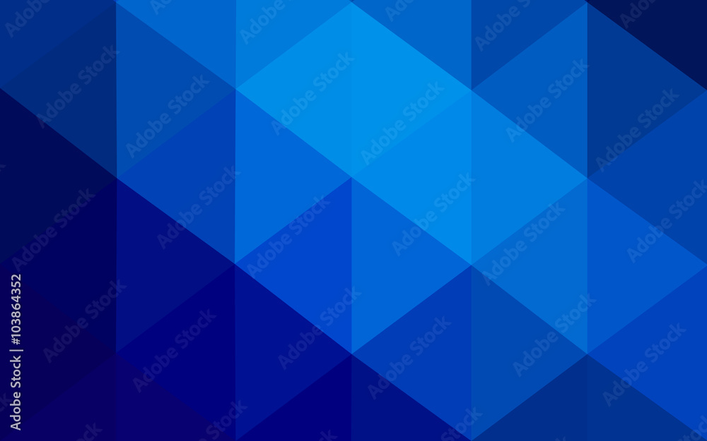 Wall mural blue polygonal design pattern, which consist of triangles and gradient in origami style.