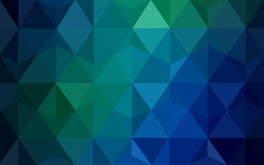 Multicolor dark green, blue polygonal design pattern, which consist of triangles and gradient in origami style.