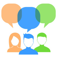 People with speech bubbles isolated on white background
