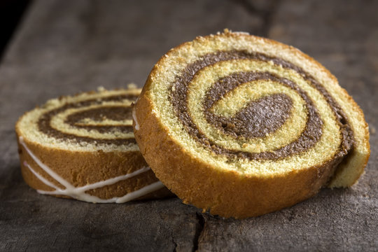 Slices Of Sponge Cake Roll