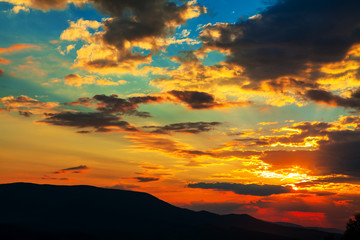 beautiful sunset is in mountains. Ukraine is Carpathians