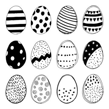 Set of easter eggs doodles. Vector illustration
