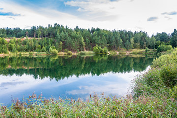 Fototapeta premium Beautiful landscape with a small lake.