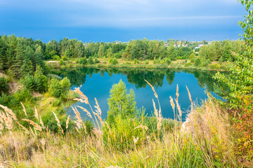 Beautiful landscape with a small lake.