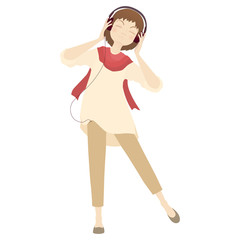 Young pretty girl in modern headphones. Teen lifestyle.