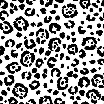 Vector seamless leopard print. Animal skin pattern on a white background. Spots of wild animals hand painted watercolor ornament.
