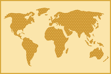 Simple and schematic world map out of honey comb, vector illustr