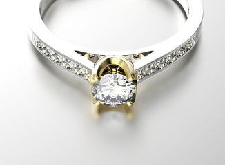 Ring with diamond. Sign of love. Fashion jewelry background