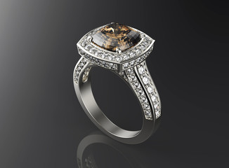 Ring with diamond. Sign of love. Fashion jewelry background