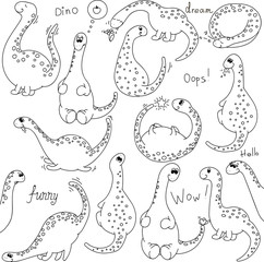 Set of cartoon dinosaurs. vector illustration