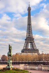 Fototapeta na wymiar Eiffel Tower (La Tour Eiffel) in Paris, France.