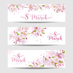 8 March - Women's Day Greeting Card Template - Spring Banner 