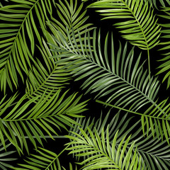 Naklejka premium Seamless Tropical Palm Leaves Background - for design, scrapbook