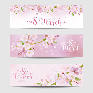 8 March - Women's Day Greeting Card Template - in vector