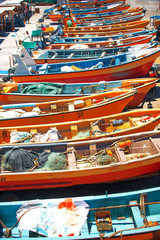 Fototapeta na wymiar boats of fishermen in Chile