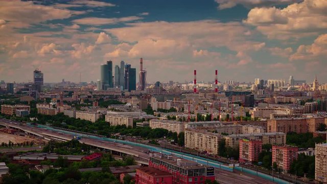 summer sunny day moscow city roof top panorama 4k time lapse russia
