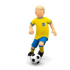 Fototapeta na wymiar Schwedische Fußballer passt den Ball