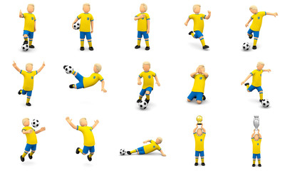 Schwedische Fußballer Set, 15 verschiedene Posen