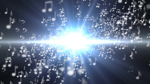 A set of musical notes going into the word MUSIC