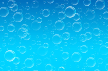 Abstract blue background with blue sky and bubble blower bubbles - obrazy, fototapety, plakaty