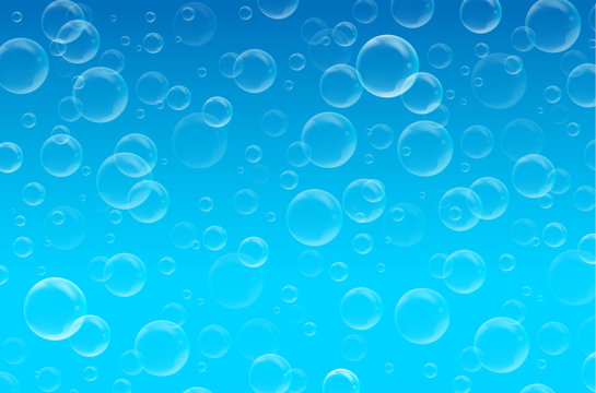 Abstract blue background with blue sky and bubble blower bubbles