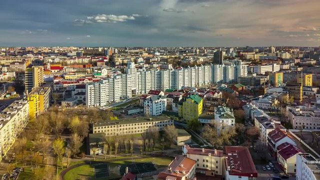 minsk day light cityscape roof top panorama 4k time lapse belarus
