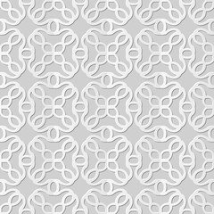 Vector damask seamless 3D paper art pattern background 233 Round Cross Geometry
