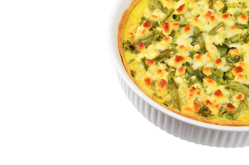 Pie with cheese, asparagus and herbs