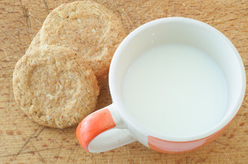 whole cookies and cup of milk