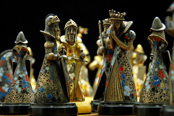 Exclusive Spanish chess made of silver, gold and precious stones.