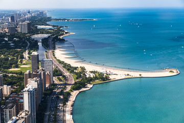 View of North side Chicago from John Hancock  Tower
