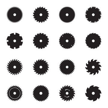 Circular saw blade icons. Vector illustration