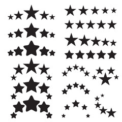 Five stars icons. Five-star quality icons. Five star symbols. Black icons isolated on a white background. Vector illustration