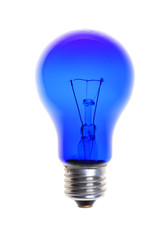 blue light bulb isolated on white background