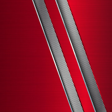 Metal background. Red Chrome. Vector illustration