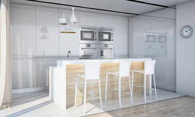 White Kitchen with Bar