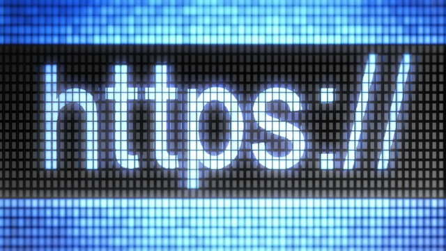 "https://" on the screen. Looping.