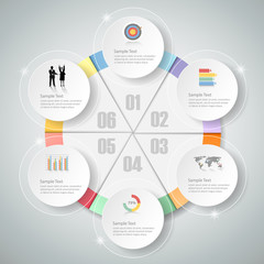 Design infographic template 6 steps for business concept.