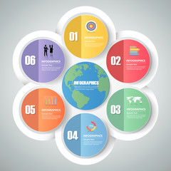 Fototapeta premium Design infographic template 6 steps for business concept.