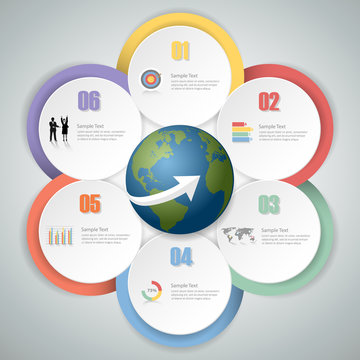 Design infographic template 6 steps for business concept.