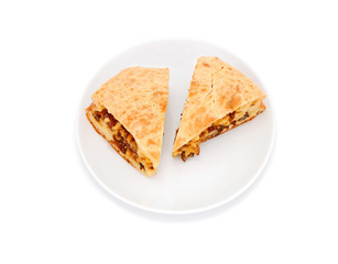 Mushroom pie on plate