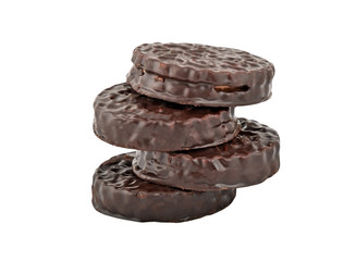 Some chocolate cookie, isolated on white background