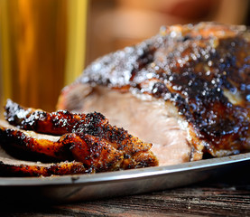 juicy, grilled meat on a platter