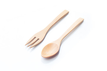 Wood spoon and fork