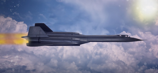 Digital painting of a 'Blackbird' style 20th century advanced, long-range, Mach 3+ strategic reconnaissance aircraft.