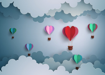 Obraz premium hot air balloon in a heart shape.
