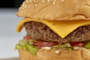 Delicious burger with beef