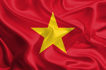 Waving Fabric Flag of Vietnam