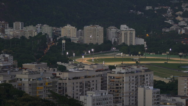 High angle establishing shot of Rio de Janeiro, Brazil
