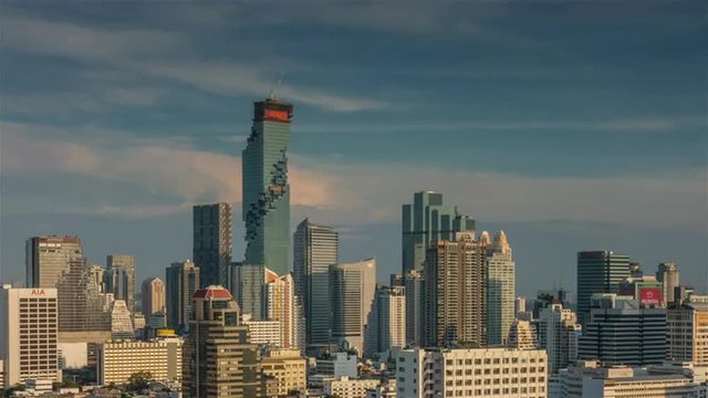 sunny day bangkok city hotel roof top panorama 4k time lapse thailand
